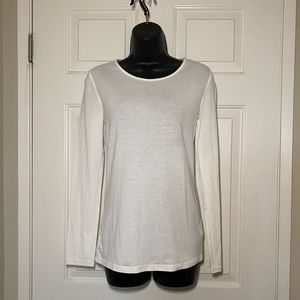 White Long Sleeve Tee T-Shirt Top Women’s Basic Staple Layering Warm Divided S